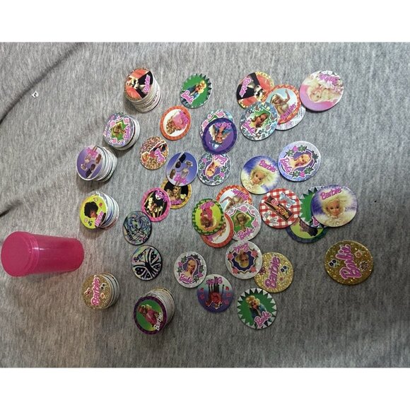 Vintage Lot of Barbie Pogs and Slammers 90's Collectible Piece of Nostalgia - Picture 1 of 10